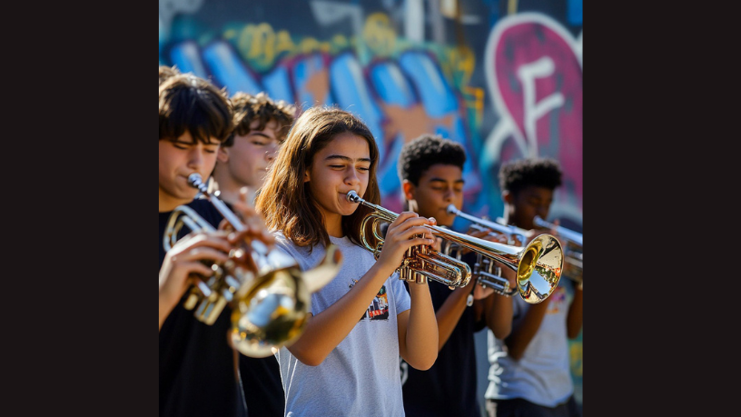 Mais que música: a fanfarra escolar, apoiada por empresas como a Brink Mobil, resgata valores e cultura.